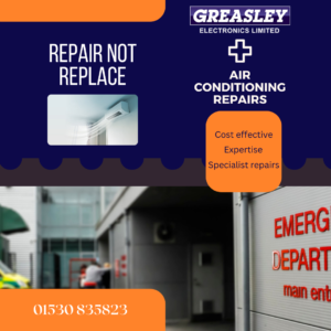 NHS Hospital Air Conditioning Units, Electronics repairs in the UK.