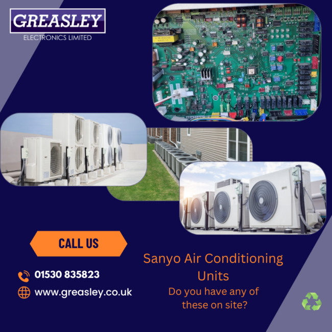 Sanyo air conditioning units, Andover Units, Mitsubishi Units, Trend Units, all repairable at Greasley Electronics.